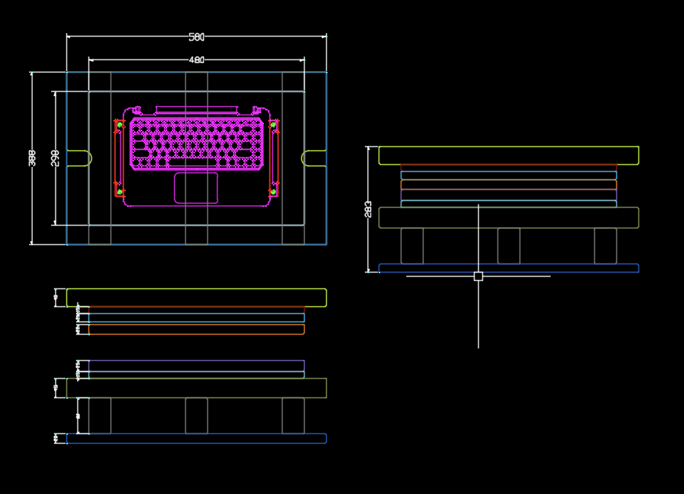 笔记本键盘外壳切挂点模具图